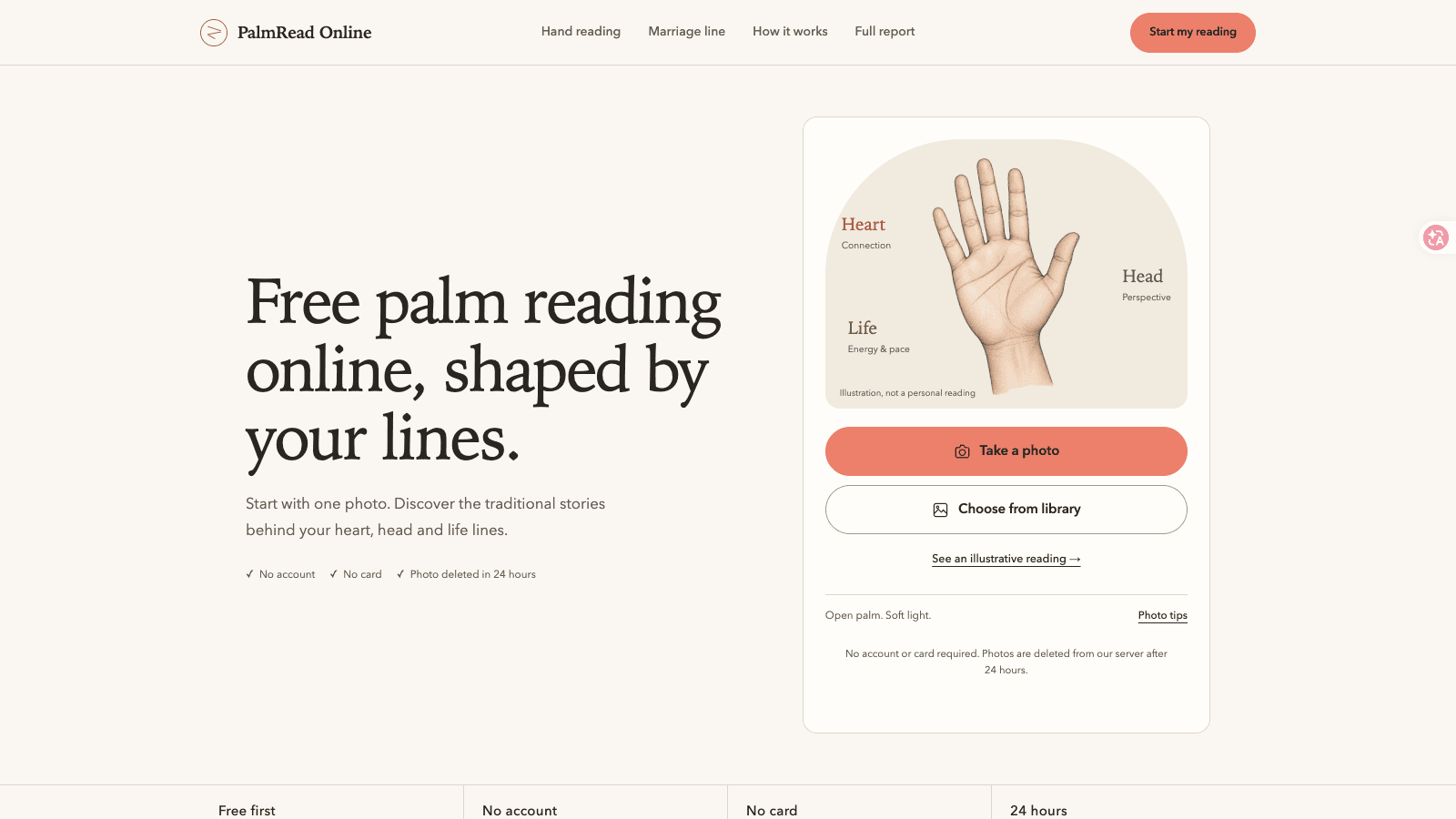 PalmRead Online screenshot