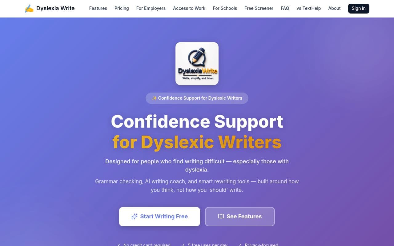 Dyslexia Write screenshot