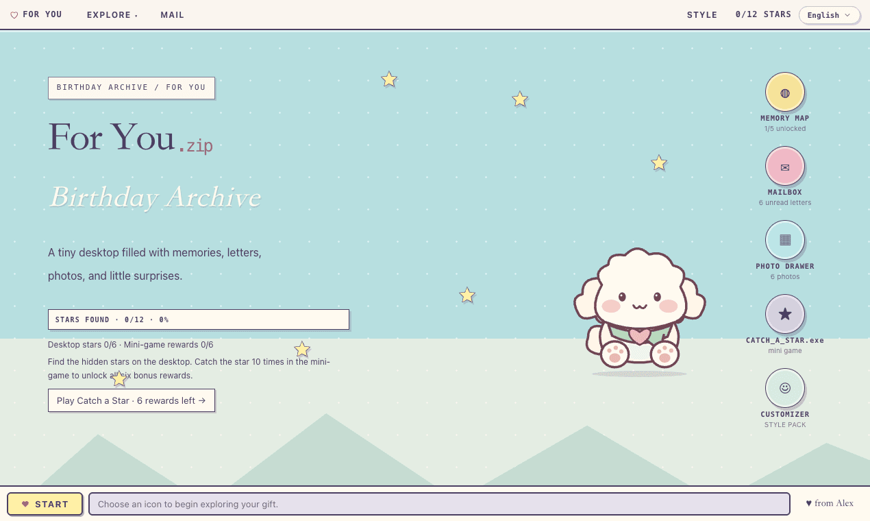 Birthday Website screenshot