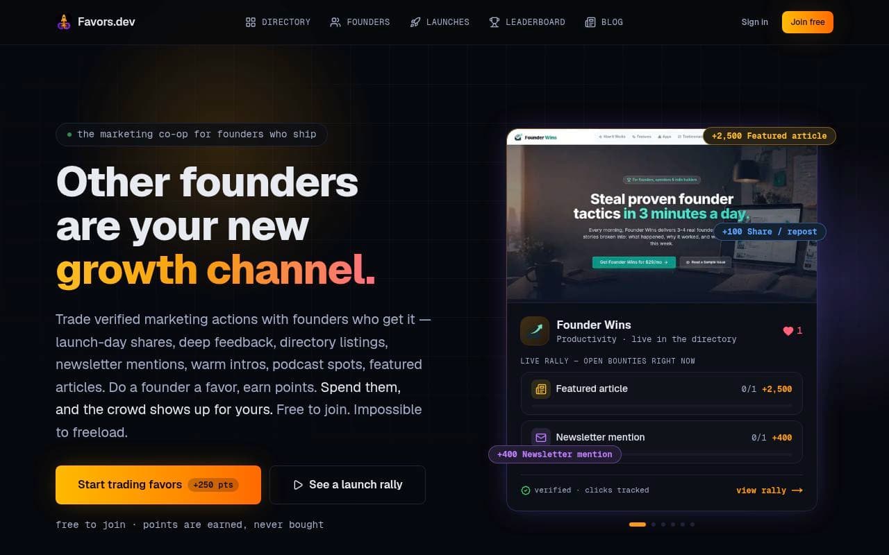 Favors.dev screenshot