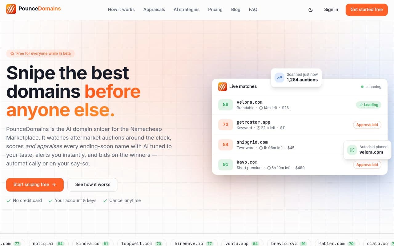 PounceDomains screenshot