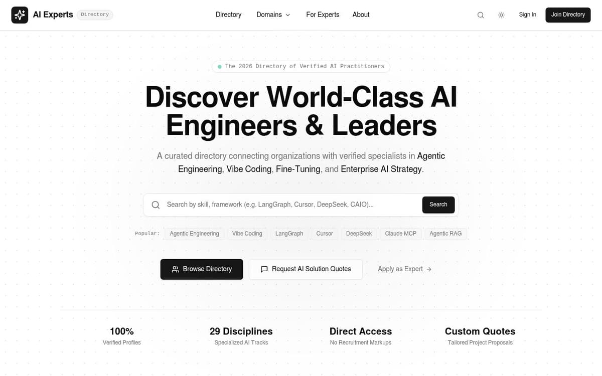 AI Experts Directory screenshot
