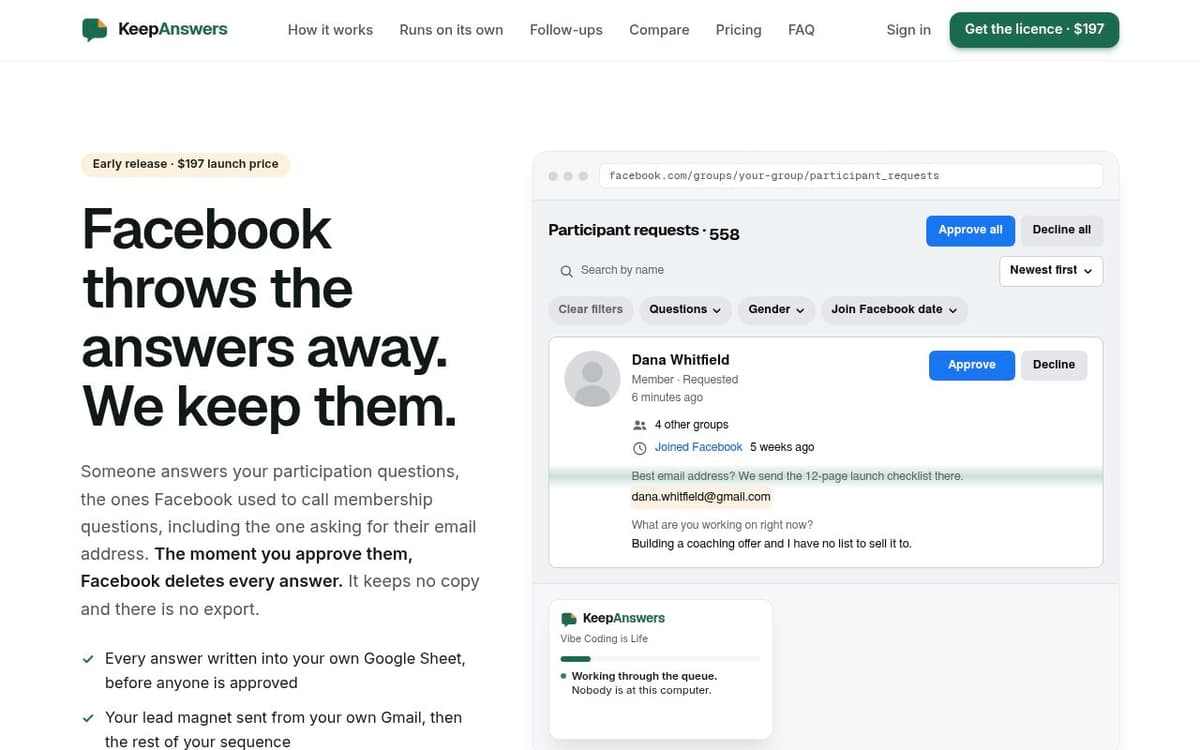 KeepAnswers screenshot