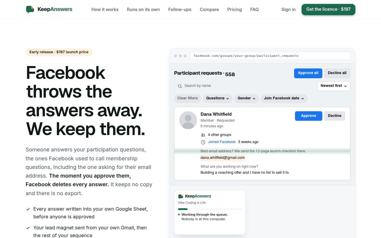 KeepAnswers screenshot