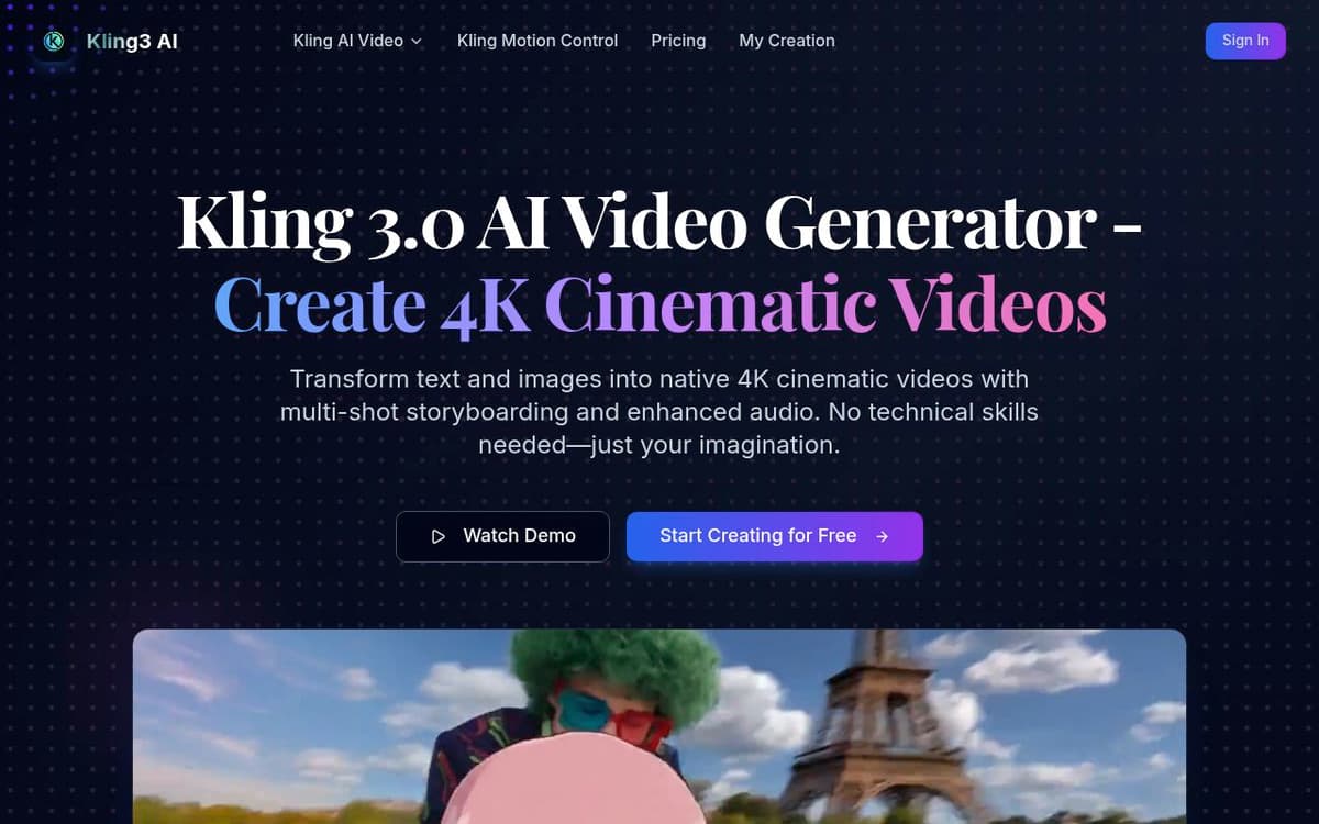 Kling 3.0 screenshot