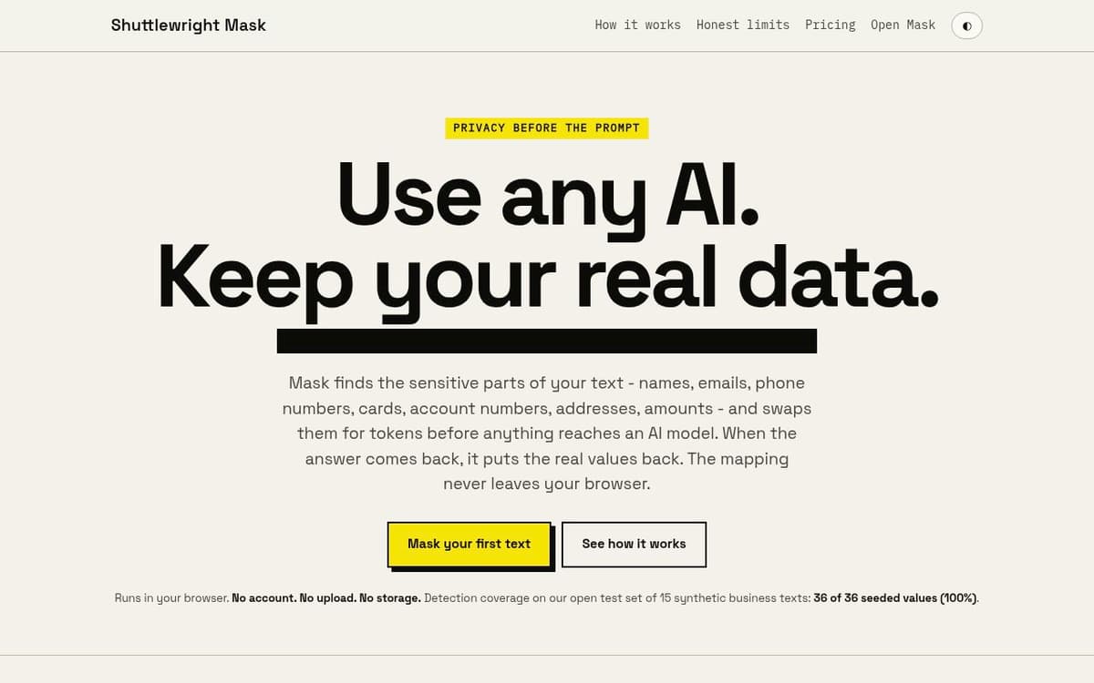 Shuttlewright Mask screenshot