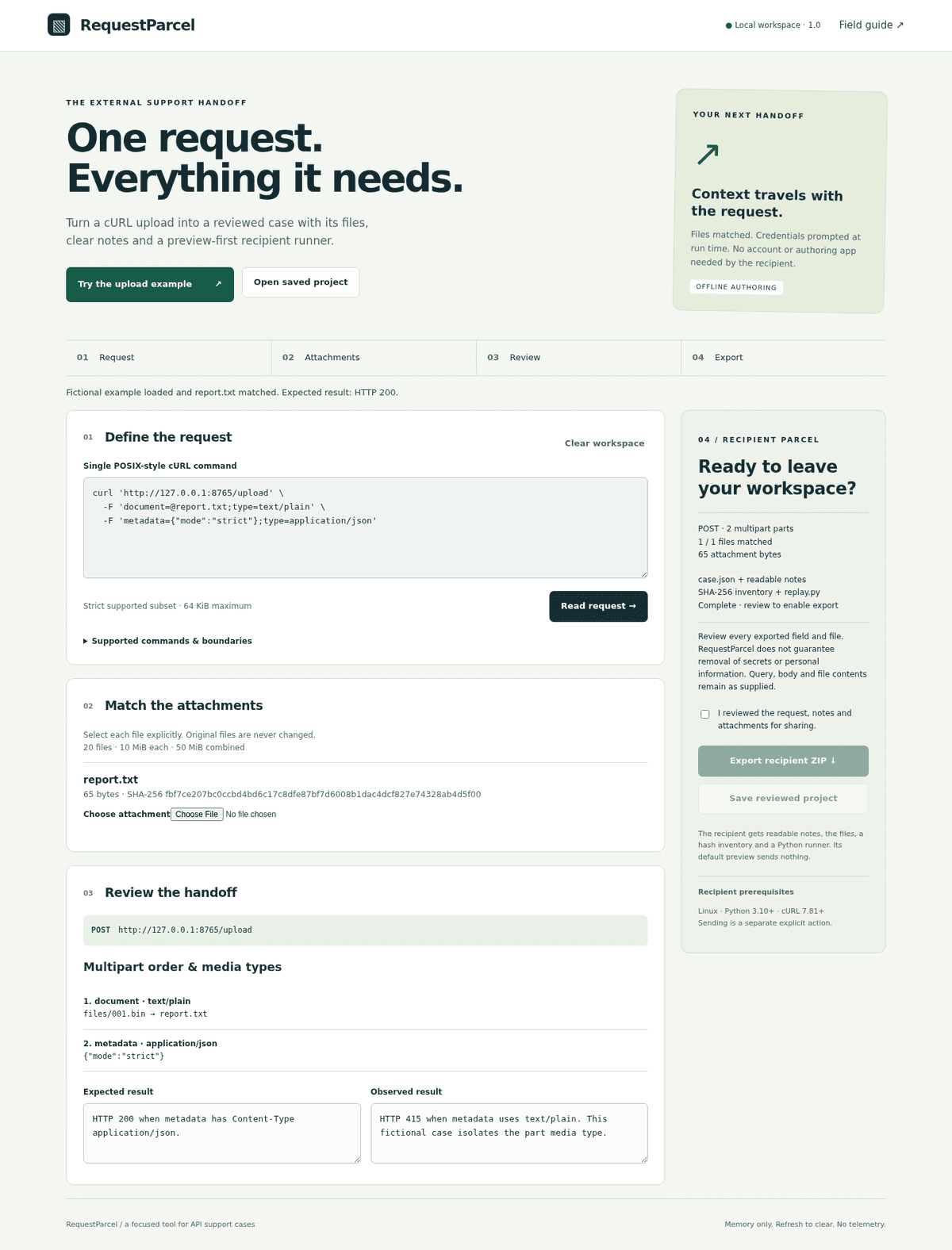 RequestParcel screenshot