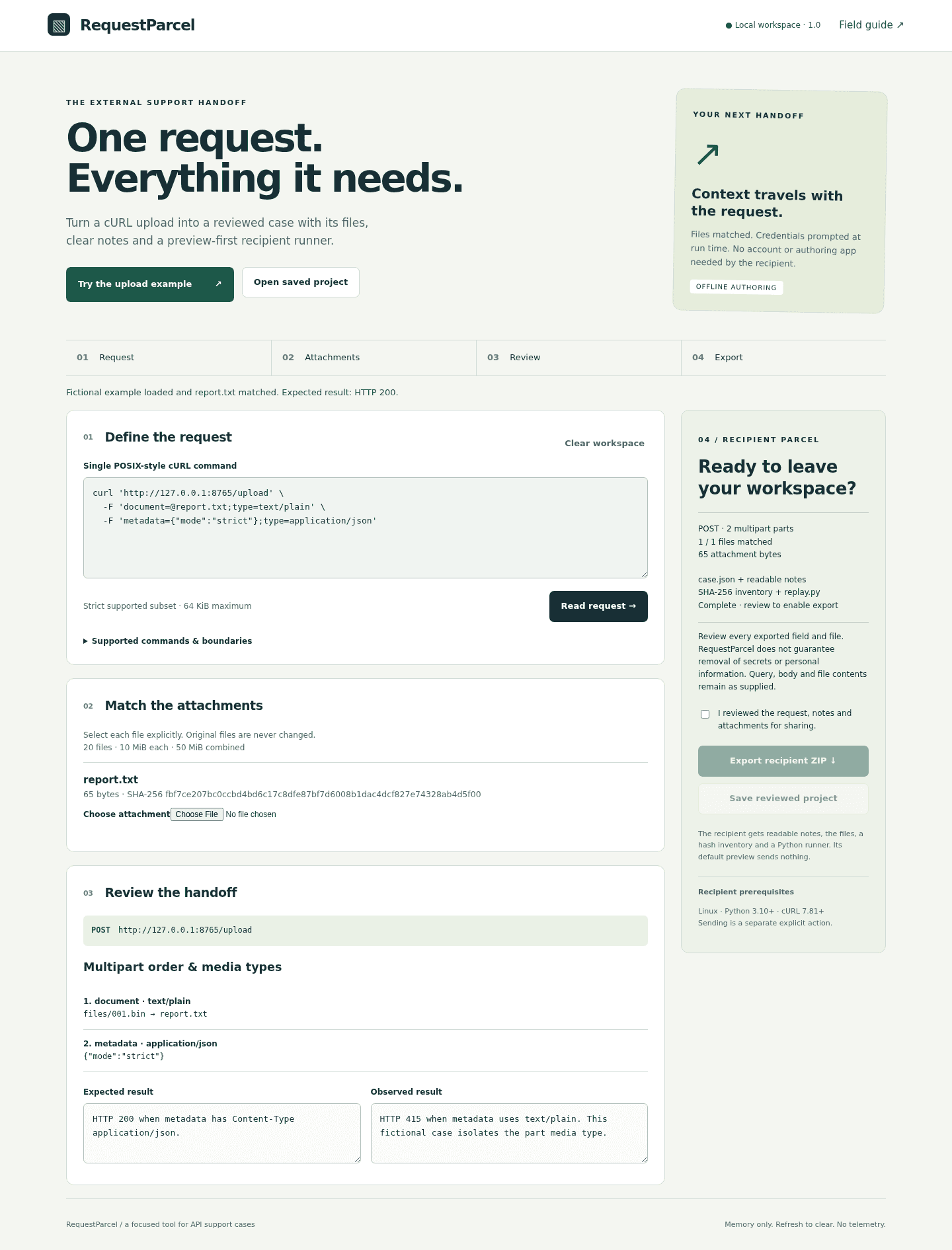RequestParcel screenshot
