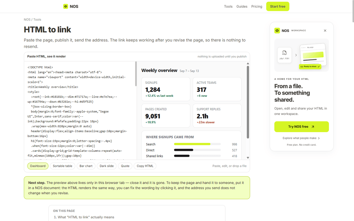 NOS Workspace screenshot