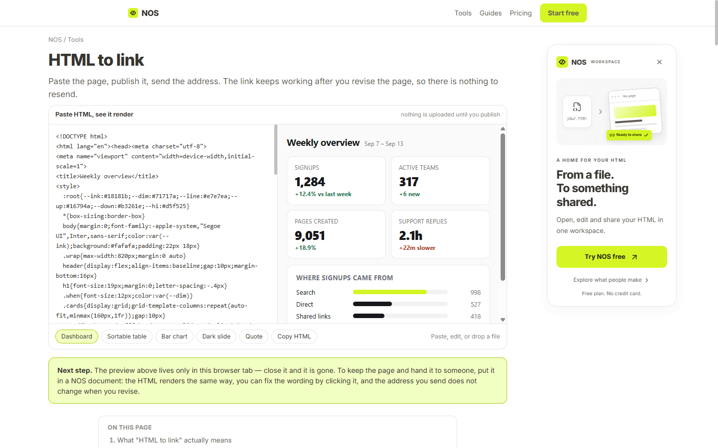 NOS Workspace screenshot