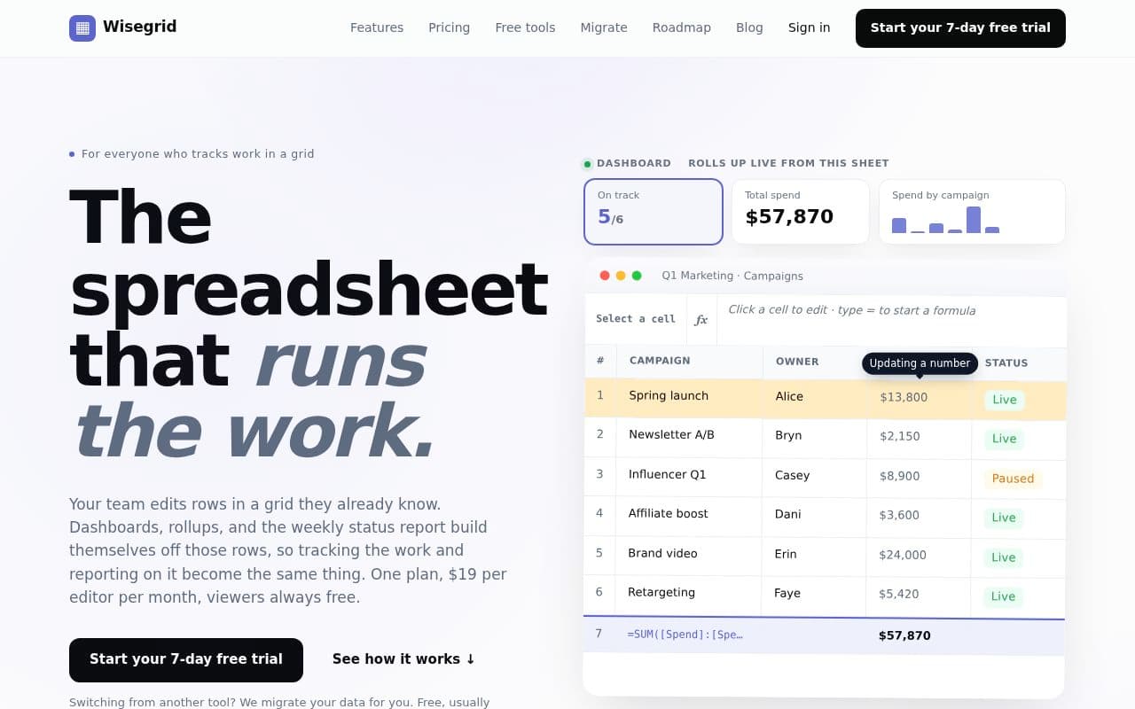 Wisegrid screenshot