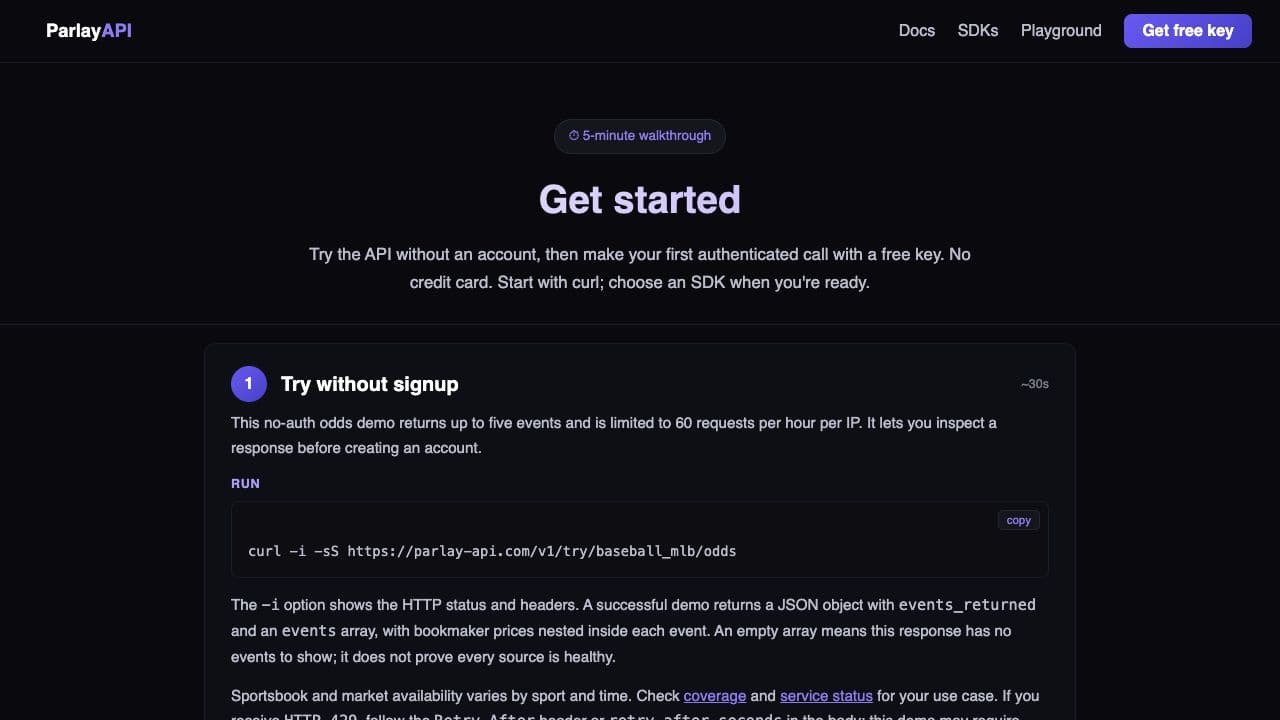 ParlayAPI screenshot