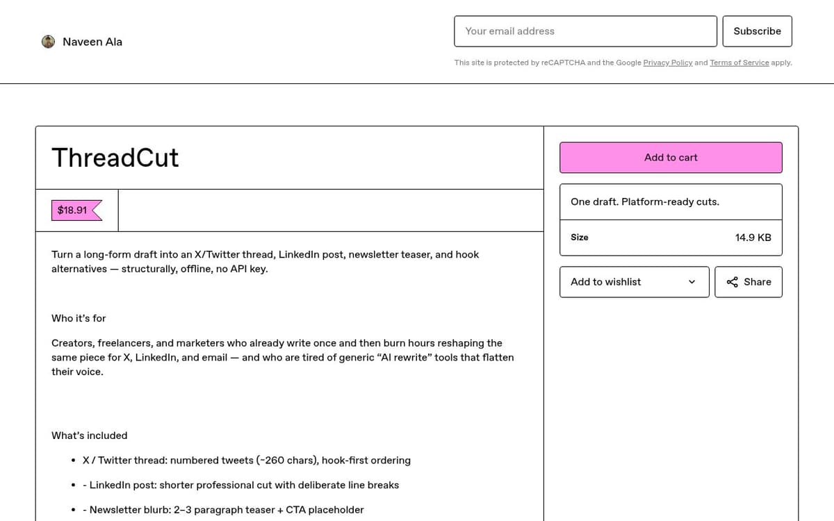 ThreadCut screenshot