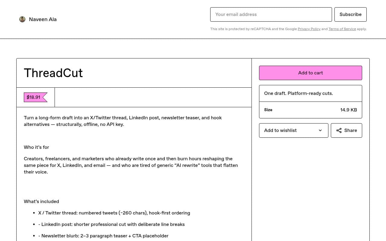 ThreadCut screenshot