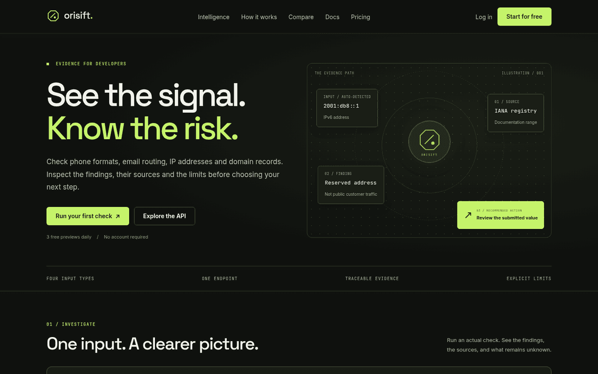 Orisift screenshot