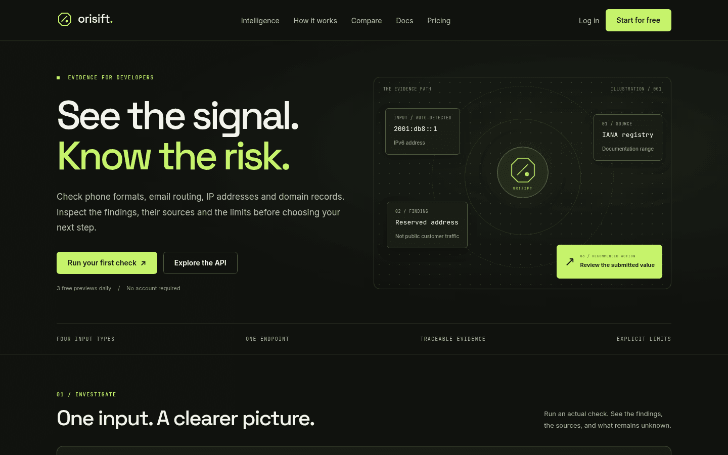 Orisift screenshot