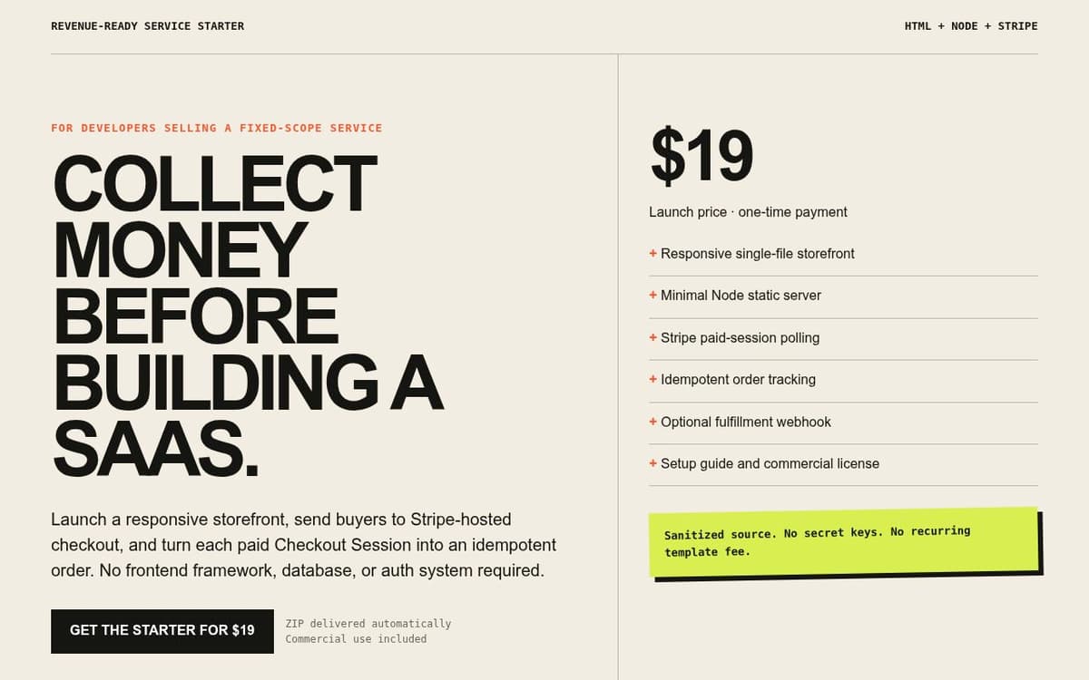 Revenue-Ready Service Starter screenshot