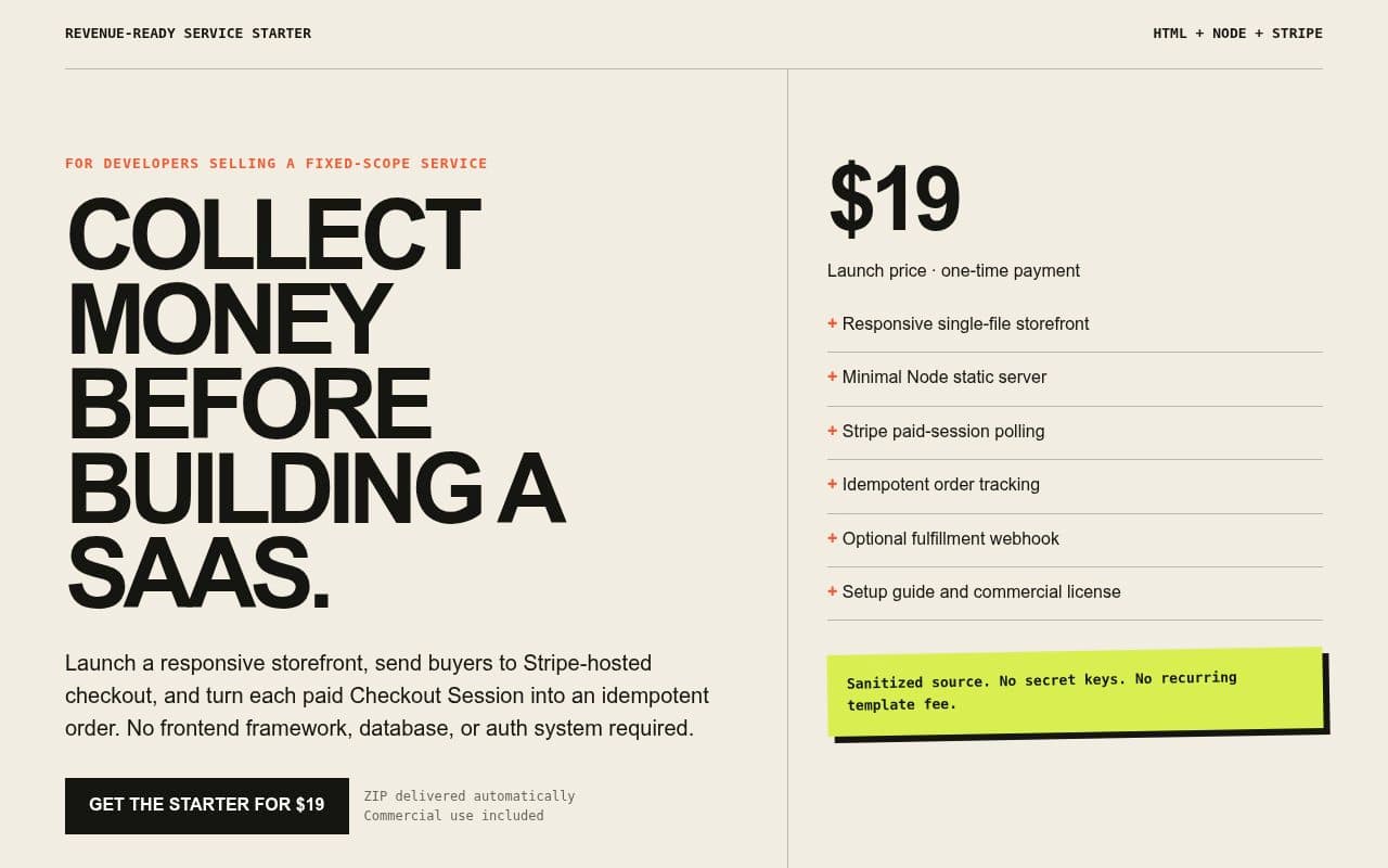 Revenue-Ready Service Starter screenshot