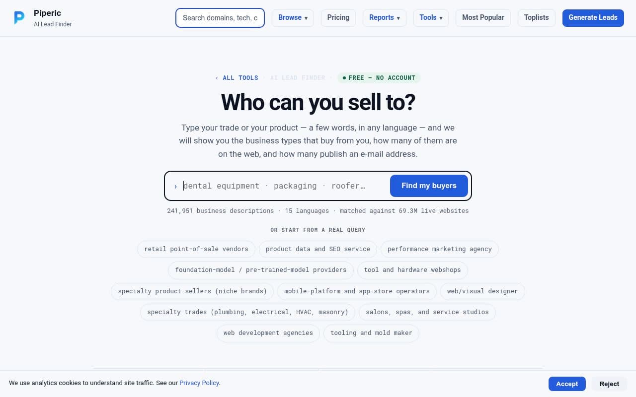 Piperic AI Lead Finder screenshot
