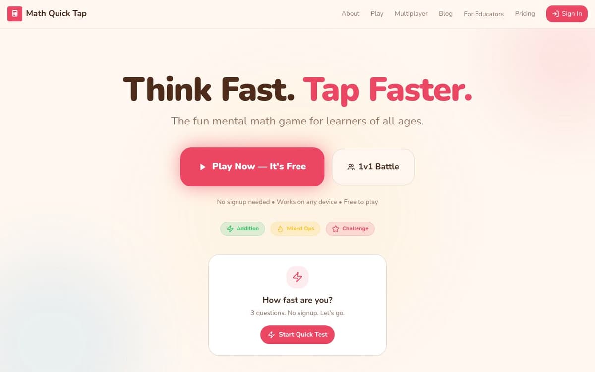 Math Quick Tap screenshot