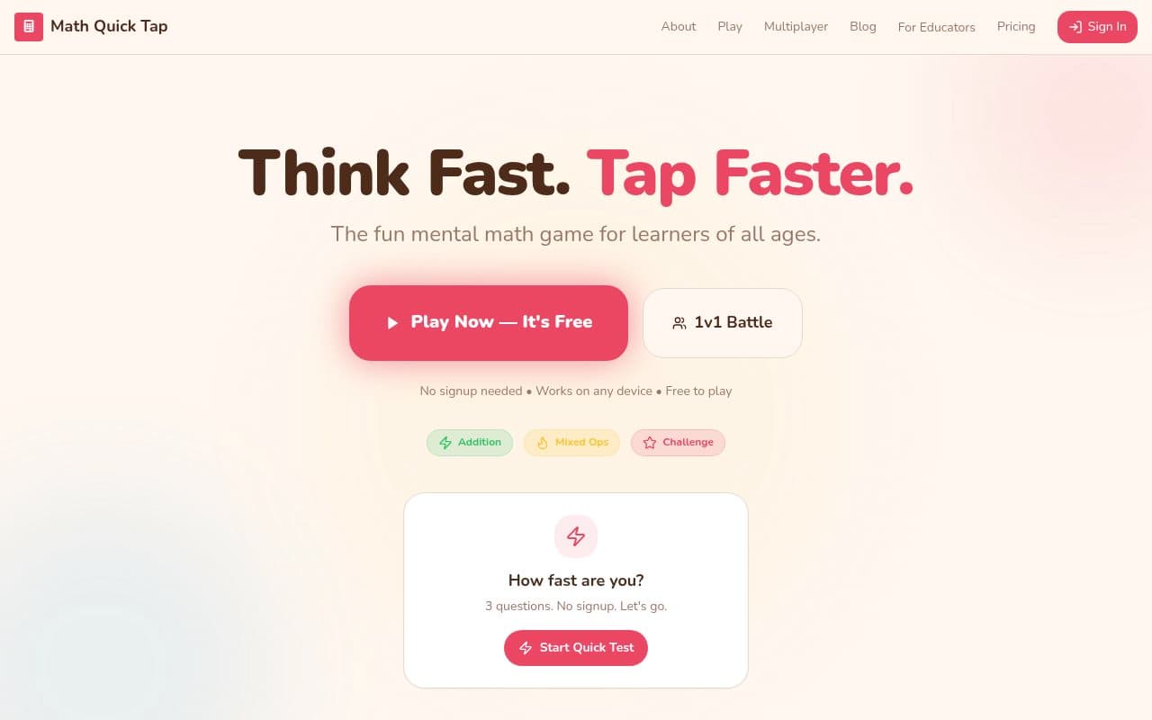 Math Quick Tap screenshot