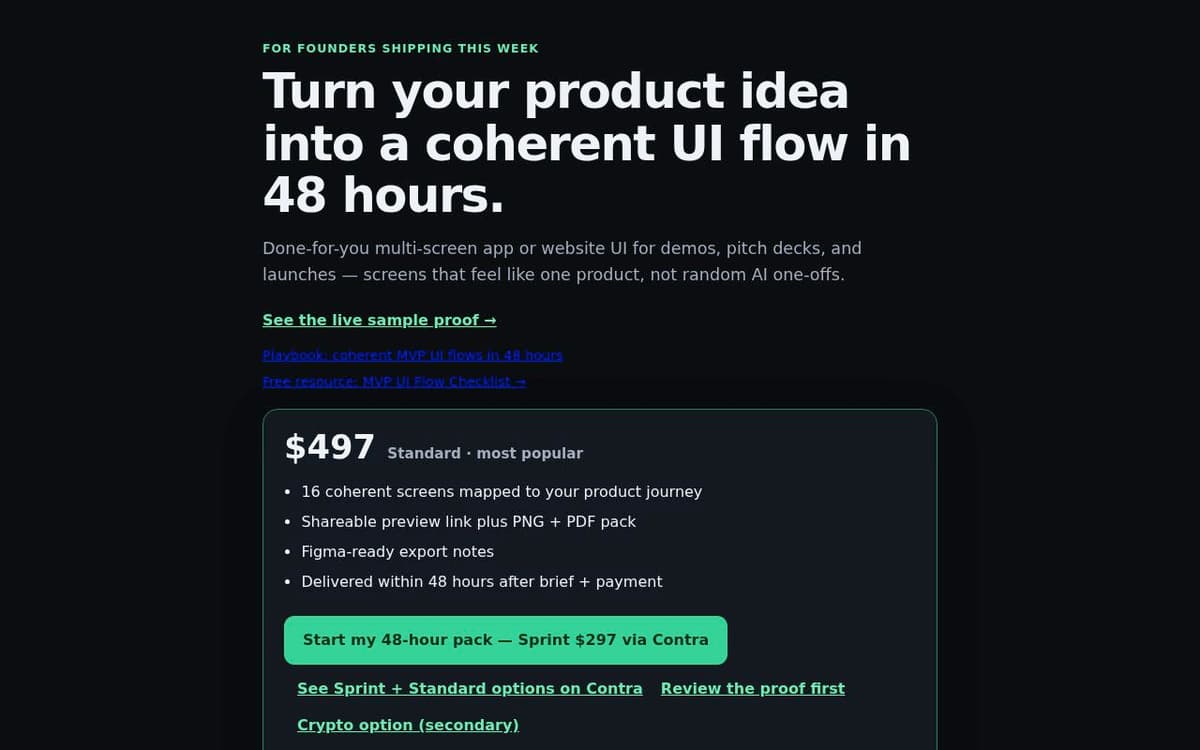 48-Hour Founder UI Flow Pack screenshot
