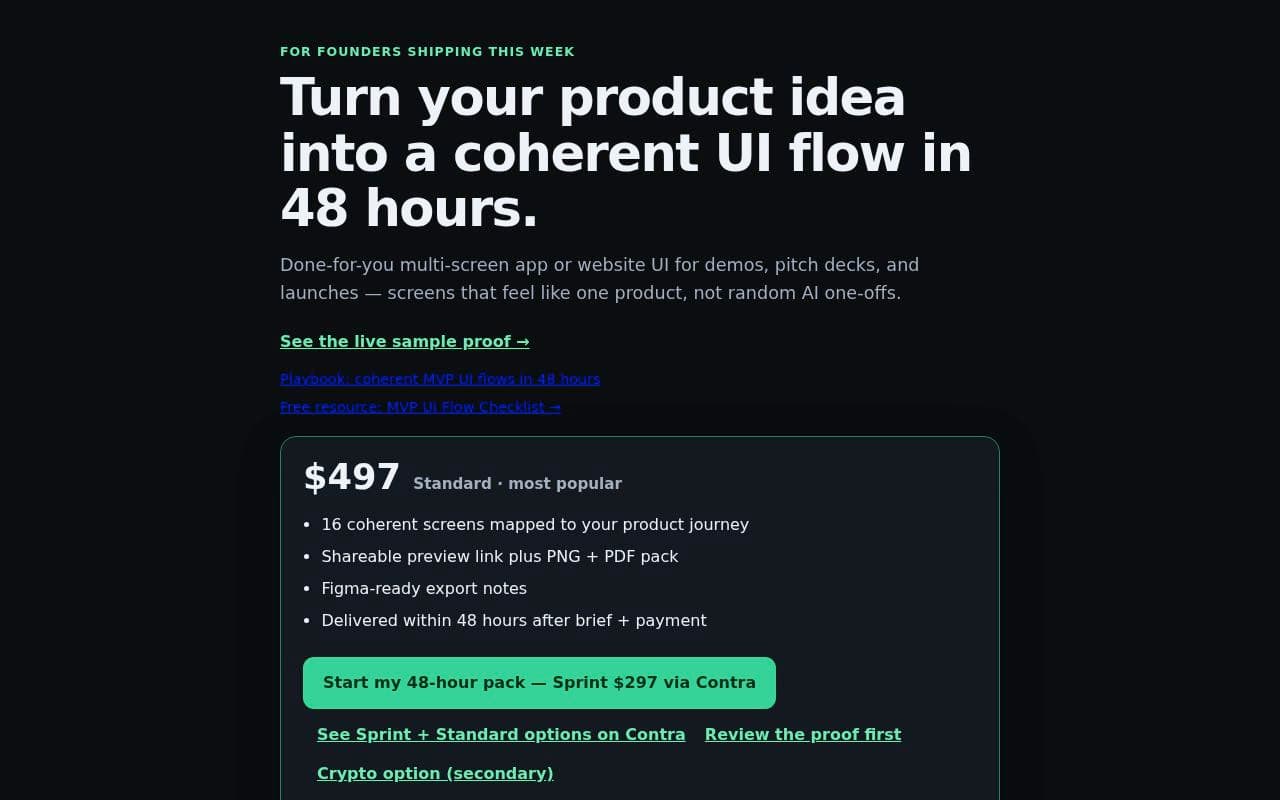 48-Hour Founder UI Flow Pack screenshot