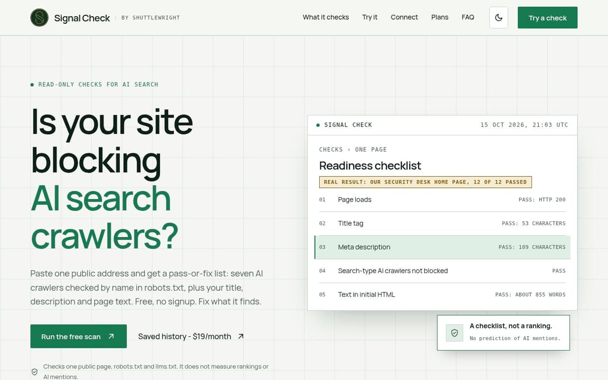 Signal Check by Shuttlewright screenshot