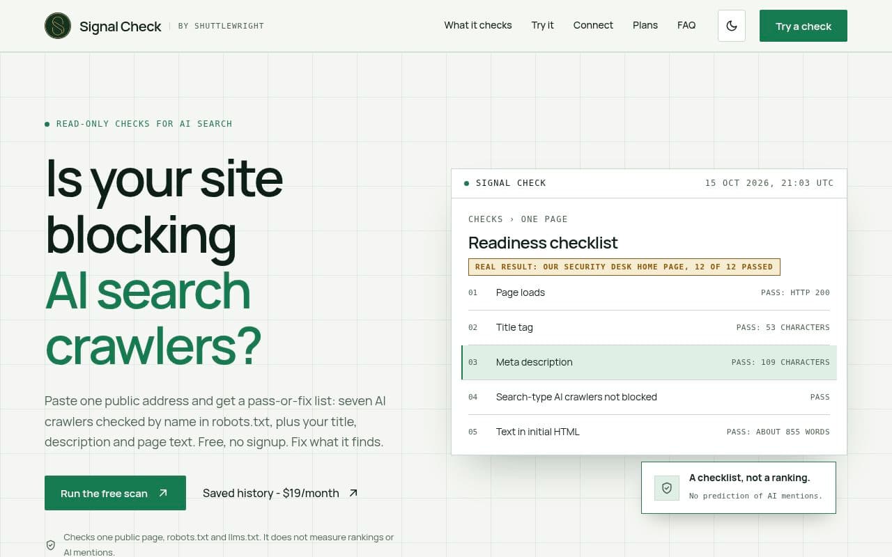 Signal Check by Shuttlewright screenshot
